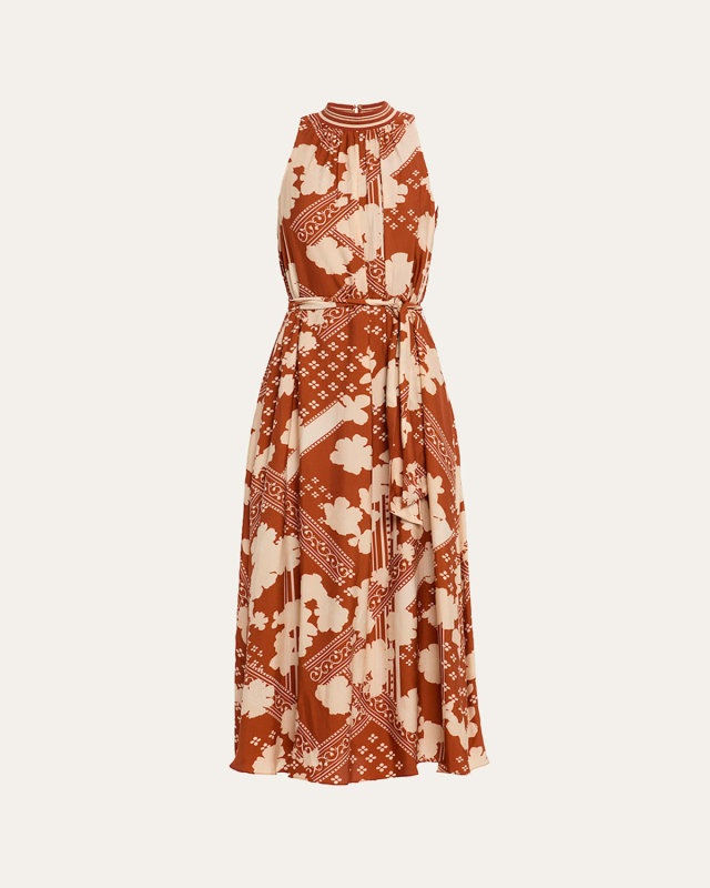 Alana High-Neck Belted Maxi Dress
